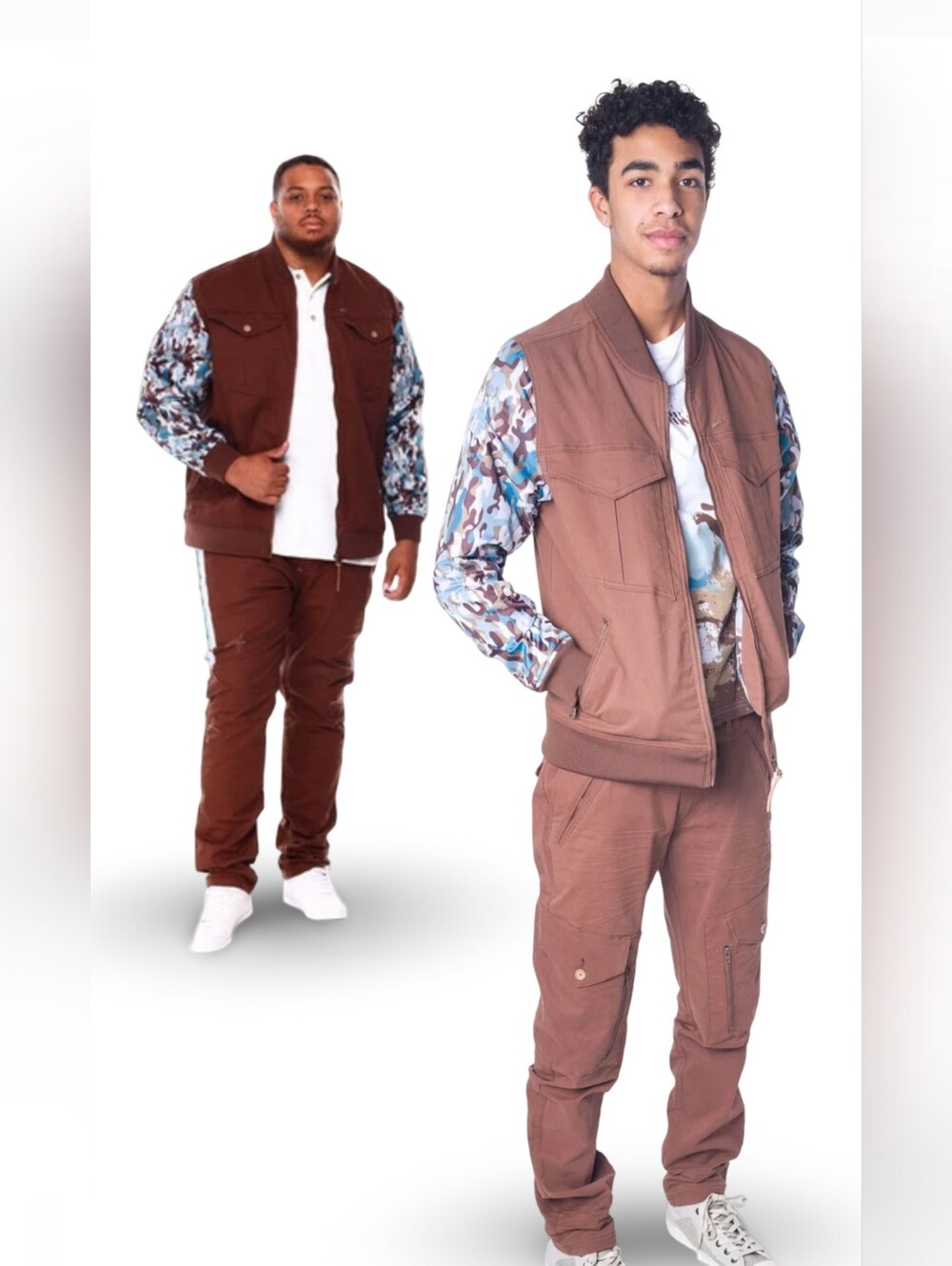 ATIZIANO Robert | Men's Twill Bomber Jacket (BROWN) sz 2X